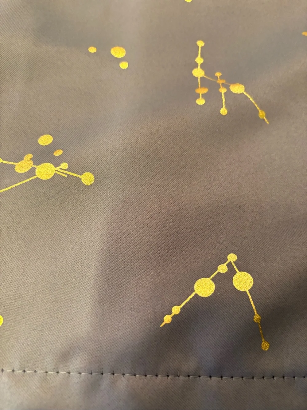 Gold Dot Patterned Grey Blackout Curtains